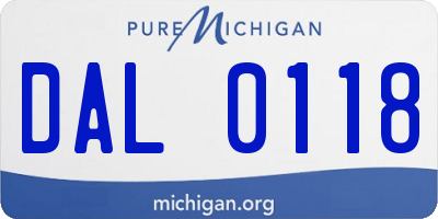 MI license plate DAL0118