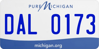 MI license plate DAL0173