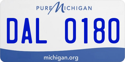 MI license plate DAL0180