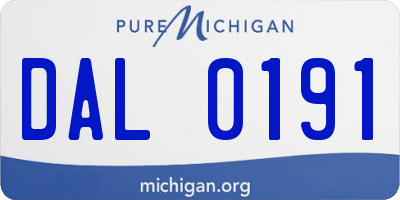 MI license plate DAL0191