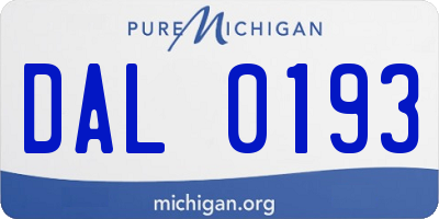 MI license plate DAL0193
