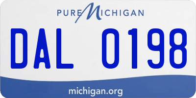 MI license plate DAL0198
