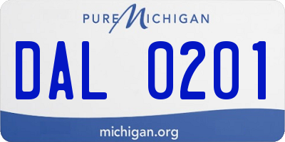MI license plate DAL0201