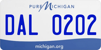 MI license plate DAL0202