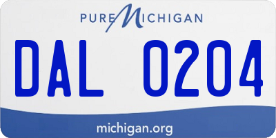 MI license plate DAL0204