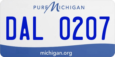 MI license plate DAL0207