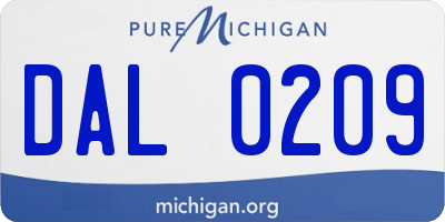 MI license plate DAL0209