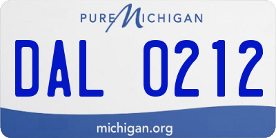 MI license plate DAL0212