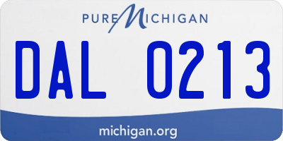 MI license plate DAL0213