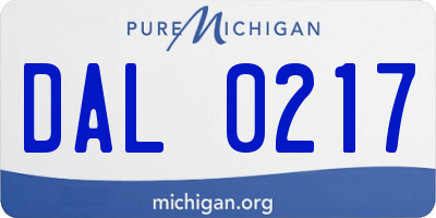 MI license plate DAL0217