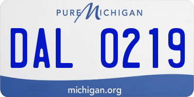 MI license plate DAL0219