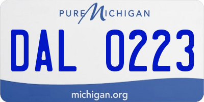 MI license plate DAL0223