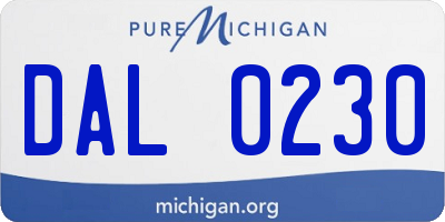 MI license plate DAL0230