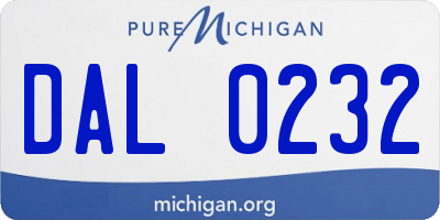 MI license plate DAL0232