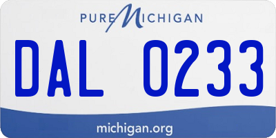 MI license plate DAL0233