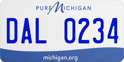 MI license plate DAL0234