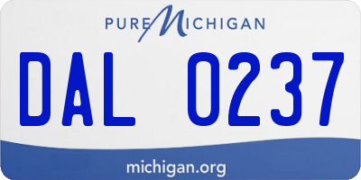 MI license plate DAL0237