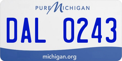 MI license plate DAL0243