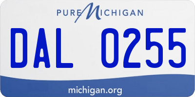 MI license plate DAL0255