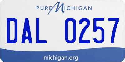MI license plate DAL0257