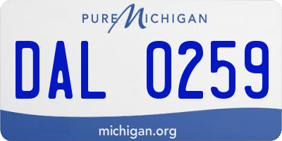 MI license plate DAL0259