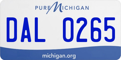 MI license plate DAL0265