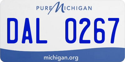 MI license plate DAL0267