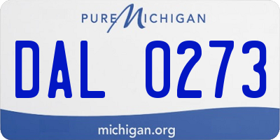 MI license plate DAL0273
