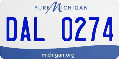 MI license plate DAL0274