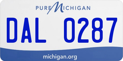 MI license plate DAL0287