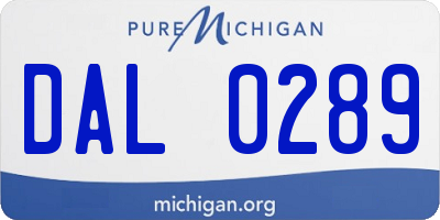 MI license plate DAL0289