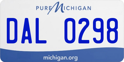 MI license plate DAL0298