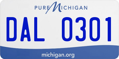 MI license plate DAL0301