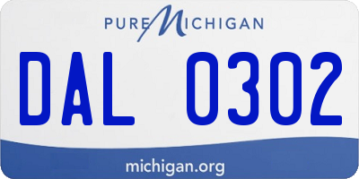 MI license plate DAL0302