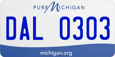 MI license plate DAL0303