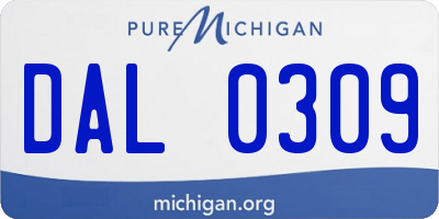 MI license plate DAL0309