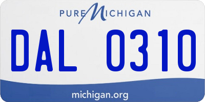 MI license plate DAL0310