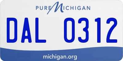 MI license plate DAL0312