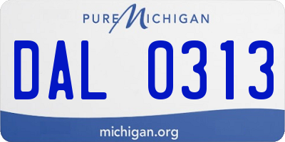 MI license plate DAL0313
