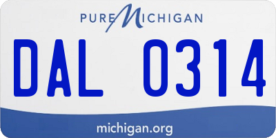 MI license plate DAL0314