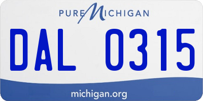 MI license plate DAL0315
