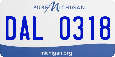 MI license plate DAL0318