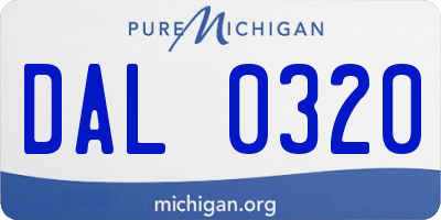 MI license plate DAL0320