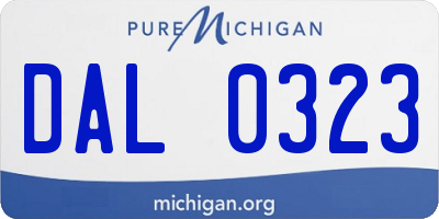 MI license plate DAL0323