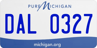 MI license plate DAL0327