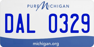 MI license plate DAL0329
