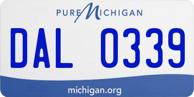 MI license plate DAL0339