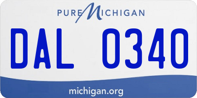 MI license plate DAL0340