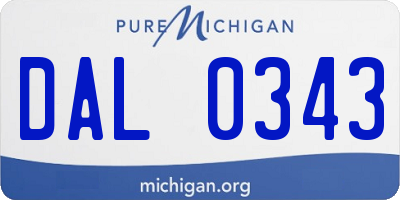 MI license plate DAL0343