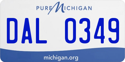 MI license plate DAL0349